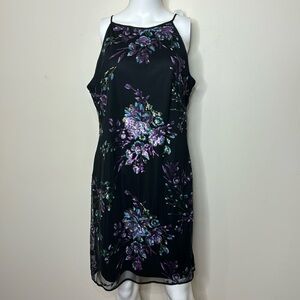 White House black market sequin black purple dress size 8